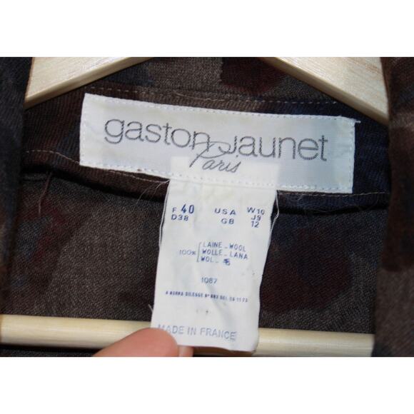 GASTON JAUNET FR 40 US 8 10 France VTG Wool Floral Oversize Blazer Jacket Artsy - Picture 3 of 8